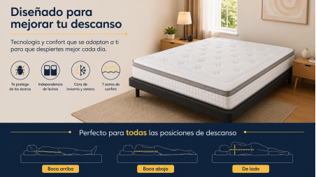 Colchón Hibrido Dubai con Muelles Ensacados 30 cm | Comodidad, Adaptabilidad y Descanso