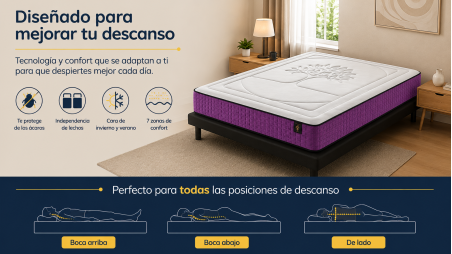 Colchón Viscoelástico LIFE TREE 25 cm de Altura | Adaptabilidad y Máximo Confort