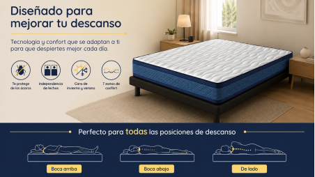 Colchón Viscoelástico GRAND BLEU de 21 cm | Máximo Confort para un Descanso Óptimo